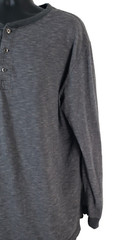 FOUNDRY Mens T Shirt SIZE 2XLT Gray Striped Long Sleeve Relaxed Fit Cotton