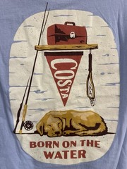 Costa Men’s T-Shirt Blue L Born on the Water Graphic Logo Crew Neck Cotton