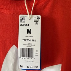 Adidas Men’s Short-Sleeved Trefoil Tee Size M Bright Orange-Red NWT