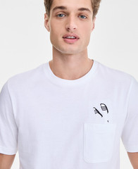 adidas Men’s Slide Regular-Fit Embroidered Graphic Pocket T-Shirt – White-Large