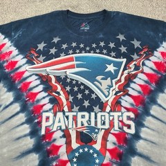 New England Patriots Tie-Dye T-Shirt Men’s Size XL Blue Gray Red All-Over-Print