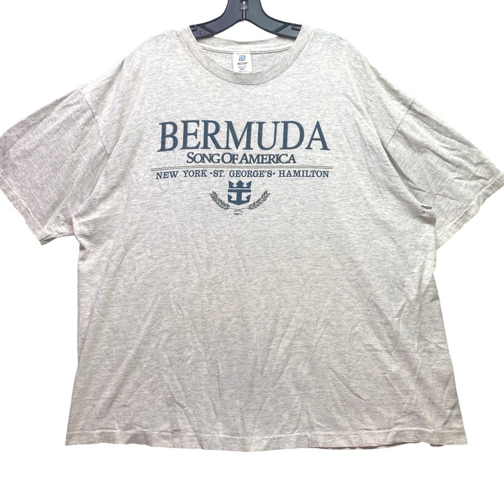 VTG Bermuda Shirt Mens 2XL Spell Out Single Stitch Grunge Nautical Streetwear