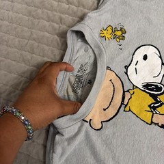 MENS PEANUTS SNOOPY CHARLIE BROWN WOODSTOCK GRAY T-SHIRT SIZE M