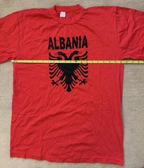 NEW!! Albania Red T-Shirt Tee Cotton Black Print Crewneck Mens LARGE & Map NWOT