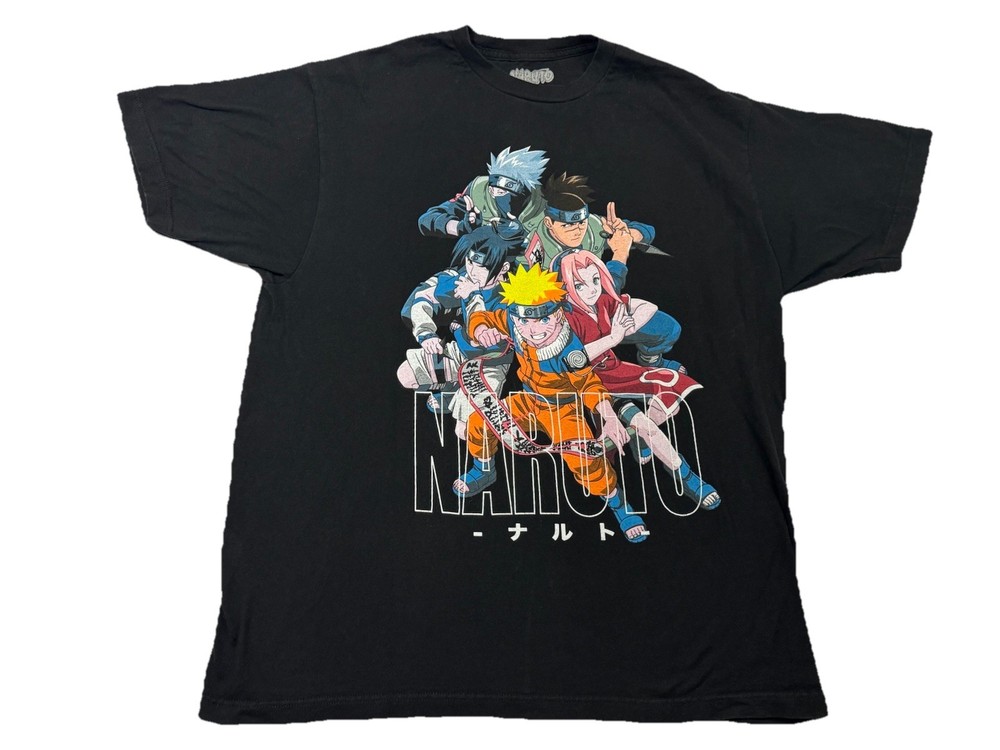 Naruto T-shirt Black Short Sleeve Mens XL
