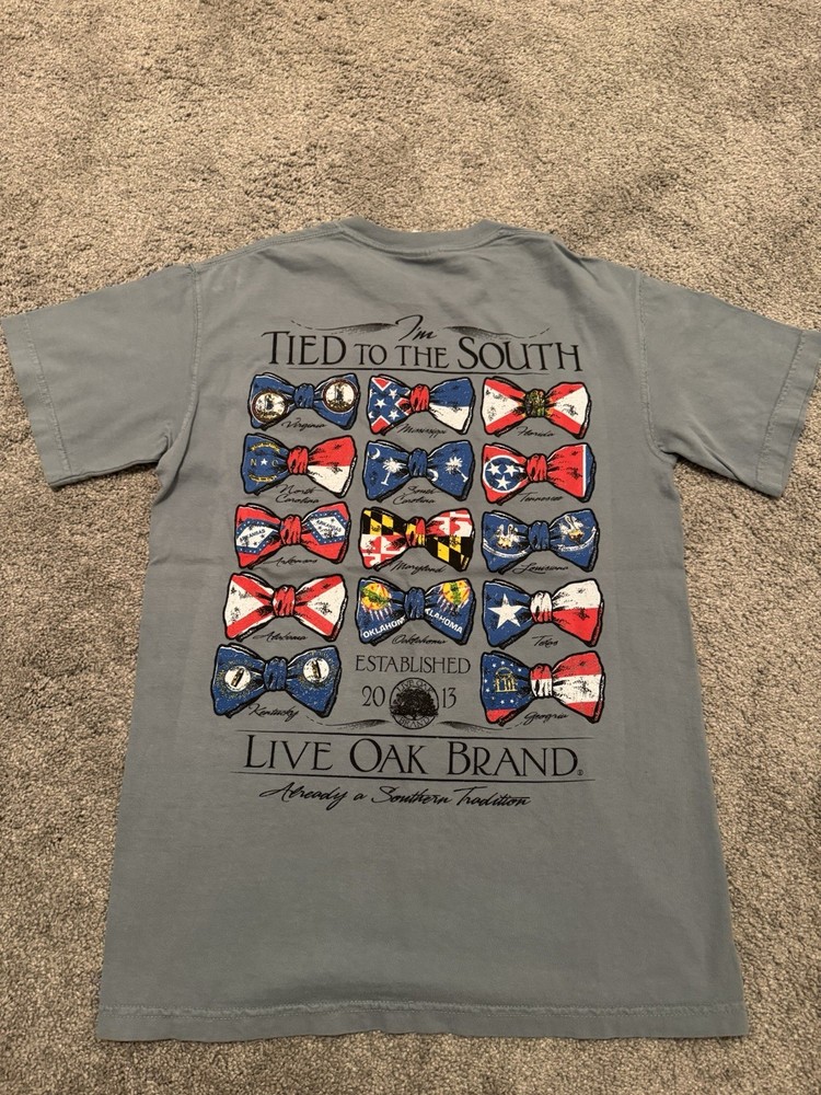 Live Oak Brand Comfort Colors T-Shirt Size Small Tied to The South NEW Gray