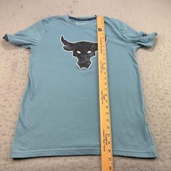 Under Armour Project Rock Shirt Mens Small Blue Brahma Bull Graphic Crew Neck