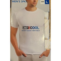 NEW 32 Degrees Cool Mens 3PK Short Sleeve Crew Neck T-Shirt White •L• Athleisure