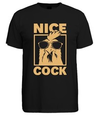 Nice Cock Funny Rooster Sunglasses Farm Gift Retro Mens T-Shirt