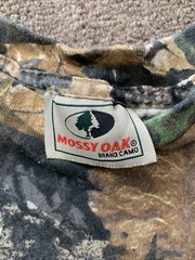 Vintage USA Made Mossy Oak Camo Brown Forest Floor Pocket Long Sleeve T-shirt L