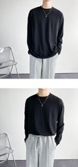 Men’s T-shirt Candy Color Thin Round Neck Loose Long Sleeve Tops Casual Pullover