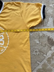 Vintage 80s Baseball Jersey Tee Gold Ringer V-Neck Greece Community Rinky Dink L