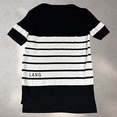 Helmut Lang Logo Oversized T-Shirt Black White Striped Spell Out Sz L