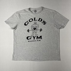 Gold’s Gym Shirt Mens XL Gray Venice CA Bodybuilder Logo Graphic Tee Workout
