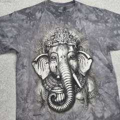 The Mountain Shirt Men Large L Gray Tie Dye Ganesha Elephant Hindu Graphic Tee