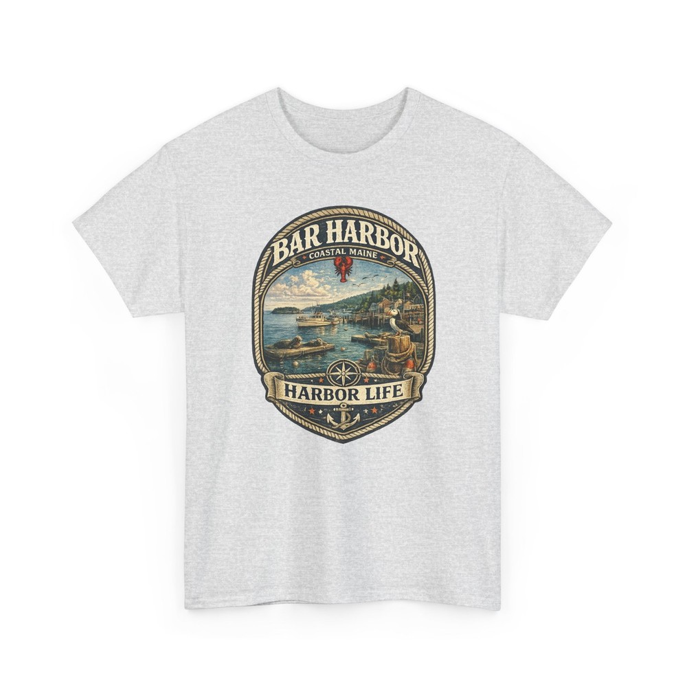 Bar Harbor Maine Harbor Life T-Shirt Coastal Nautical Travel Vintage Graphic Tee