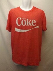 New Coca Cola Coke Mens Size M Medium Vintage Look Distressed Red Shirt