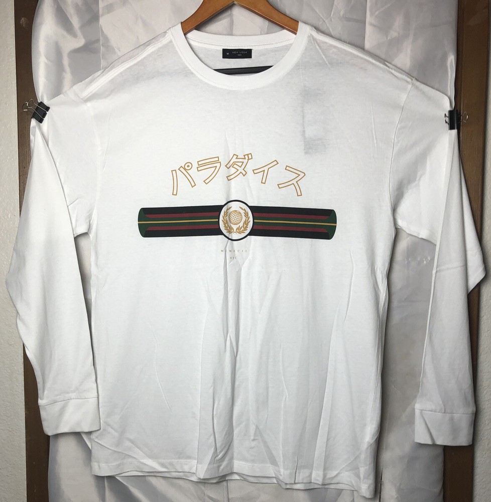 New Look Men Oversized Fit Long Sleeve Symbol Banner Tee medium