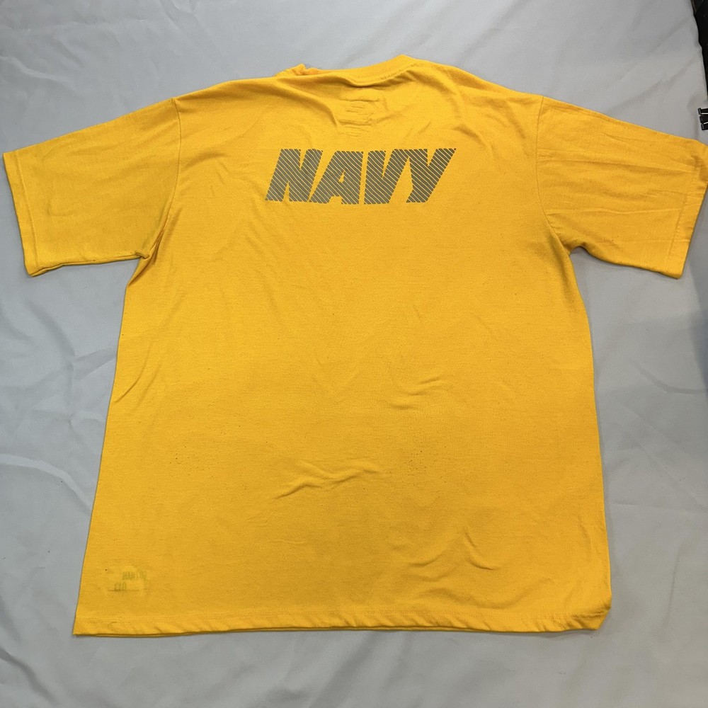 U.S. Navy Shirt Mens L Yellow Military PT Gym Casual USA