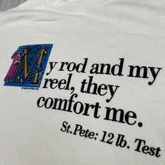 Vintage Fishing Quote XL Sweatshirt White Biblical Rod & Reel 90s Delta USA Made