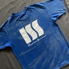 Vtg 1980s Integrated Service Solutions T Shirt Mens L Blue Bleach Dye Hanes 80s