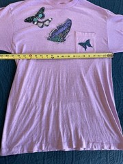 Lot of 6 VTG SINGLE STITCH Yellow Butterfly Print T-Shirts Size L/XL