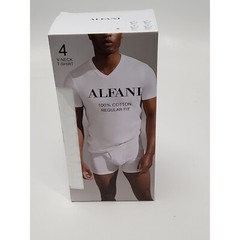 4Pack Alfani T-Shirt Mens Small White Solid 100% Cotton Regular Fit Tagless