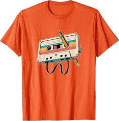 Retro Cassette Tape with Pencil 80s 90s Music Vintage Party T-Shirt