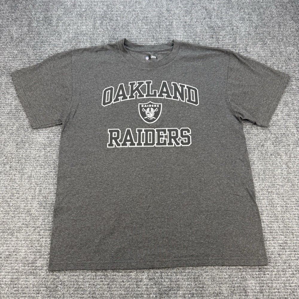 Oakland Raiders T Shirt Mens Large Gray NFL Team Apparel Logo Short Sleeve Tee