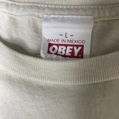 Obey Krushin Worldwide T Shirt Mens Large Fog Cream Graphic Worldwide Propaganda