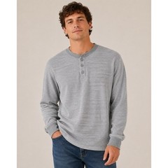 Goodfellow & Co Light Blue Henley Waffle Thermal Long Sleeve