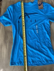 Asics Mens Logo Stripe SS Tee Sportswear Graphic Shirt Size XS