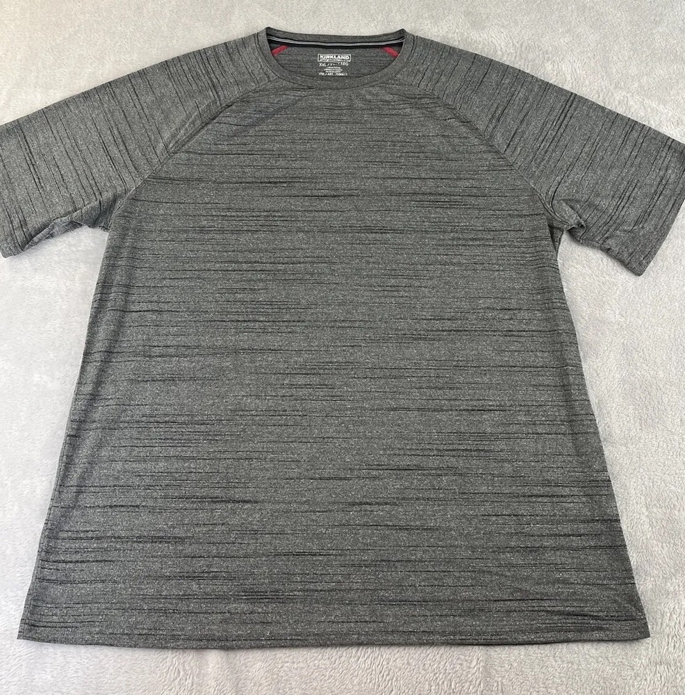 Kirkland Men’s Gray Striped short sleeve Active Tee Shirt Size XXL
