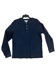 Mens Goodthreads Large Henley Long-Sleeve Navy Shirt