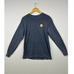 Streetwear Southern Trend Mens Size M Blue Pig Smiley Graphic Long Sleeve Shirt