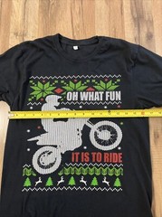 Christmas Moto T-shirt Shirt Top Size S Short Sleeves Black Screen Print Biker
