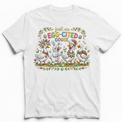 Egg Cited Goose Easter Duck Floral T-Shirt Spring Holiday Cute Animal Tee