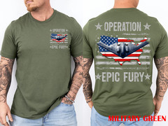 Operation Epic Fury US Flag Front Back Print T-Shirt