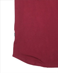 Mens Cotton Crew Neck Athletic Short Sleeve Curved Hem Plain Maroon T-Shirt