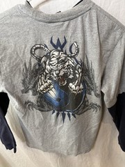 Top Heavy Y2k Men’s M Gray Long Sleeve Crew Neck Graphic T-Shirt Tiger Yin Yang