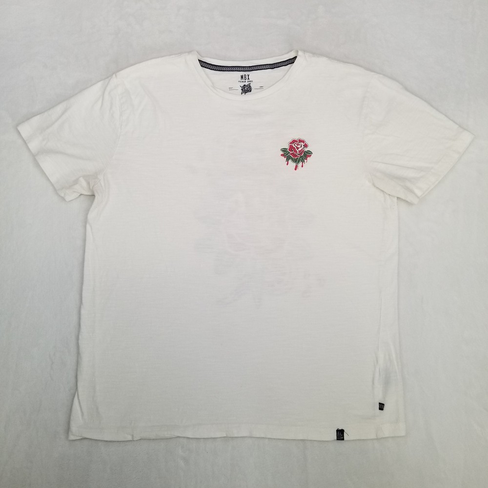 MBX Premium Goods Men’s White Rose Snake Graphic T-Shirt Size Large Short Sleeve