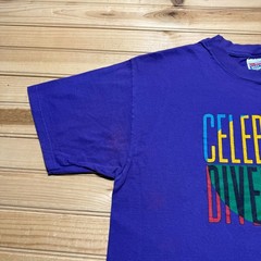 Vintage 90s Hanes Celebrate Diversity Colorful Streetwear Graphic T-Shirt Large
