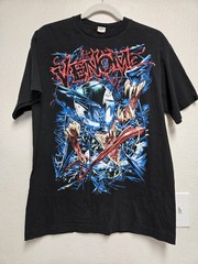 Vintage Y2K Venom Marvel Mad Engine Black Graphic Shirt Size Medium RARE FIND