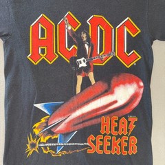 VTG ACDC T-Shirt Mens S Heat Seeker World Tour Single Stitch USA LICENSED 80s