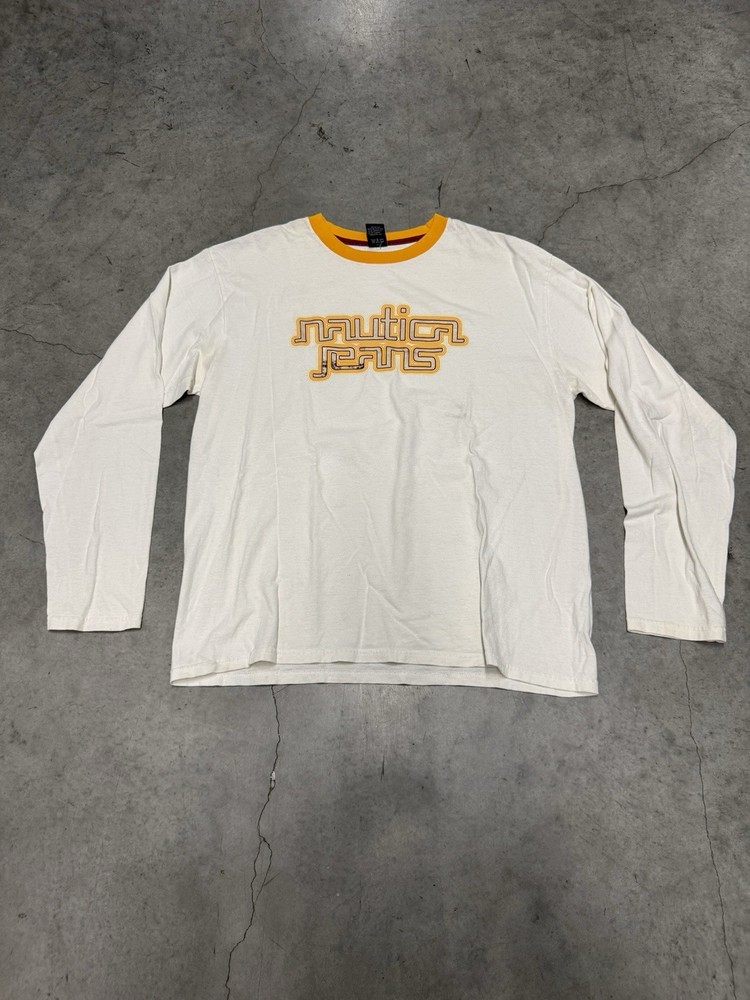 Nautica Vintage Y2K Longsleeve White And Yellow