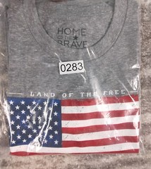 Gray T Shirt Large Men’s Graphic Logo Land Of The Free Home Of The Brave New