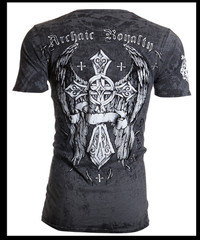 ARCHAIC by AFFLICTION Charcoal COUNTDOWN Short Sleeve Slim Fit Y2K T-shirt NWT