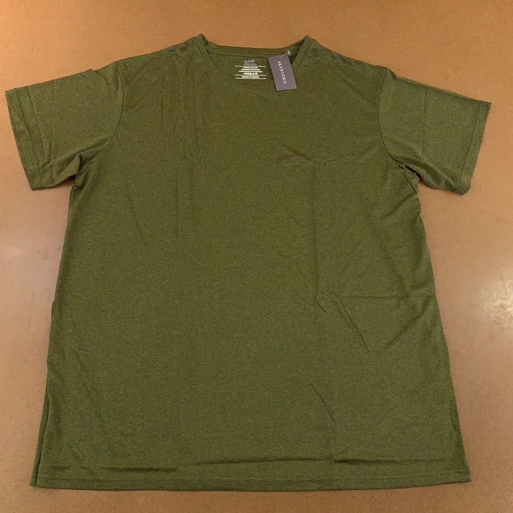 Akawooko Mens 3X-Large Olive Green Classic Short Sleeve Crew Neck T-Shirt NWT