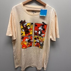 Disney Halloween Cream Graphic T-Shirt Size XL Mickey Mouse Donald Duck Goofy