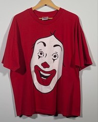 Vintage 90s Ronald McDonald Clown Face T Shirt Hanes Heavyweight 50/50 Red XL